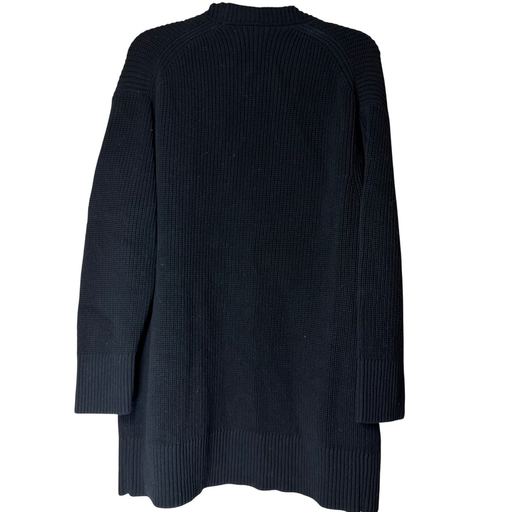 MAX & MIA Black Ribbed Knit Cardigan Open Front Pockets XL 100% Cotton Office - Picture 2 of 7